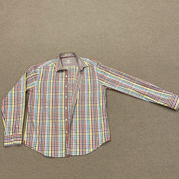 Bugatchi Uomo Shaped Fit Cotton Men’s button down long sleeved shirt - Picture 7 of 9